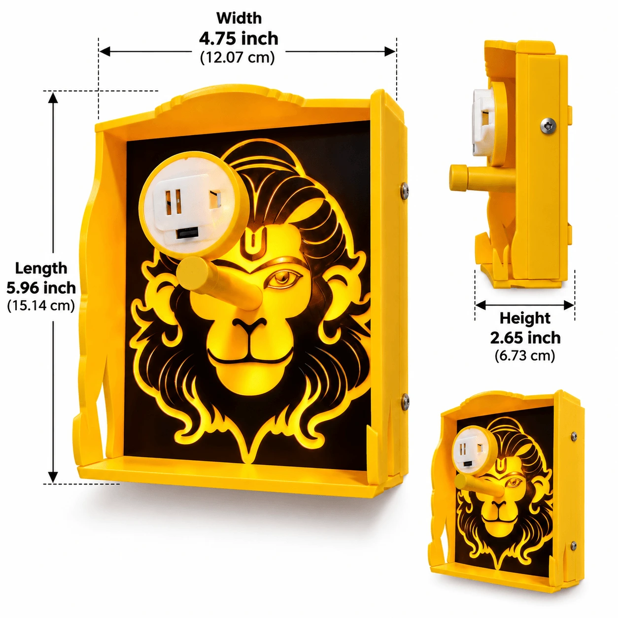Hanuman Ji Shadow Light – 3D Printed Wall Lamp for Mandir Decor