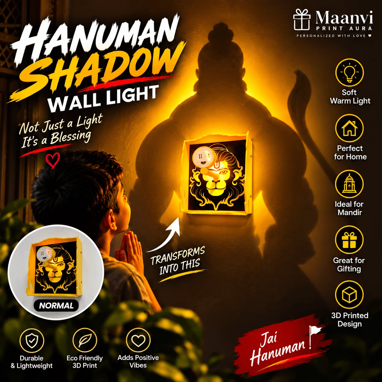 Hanuman Shadow Wall Light